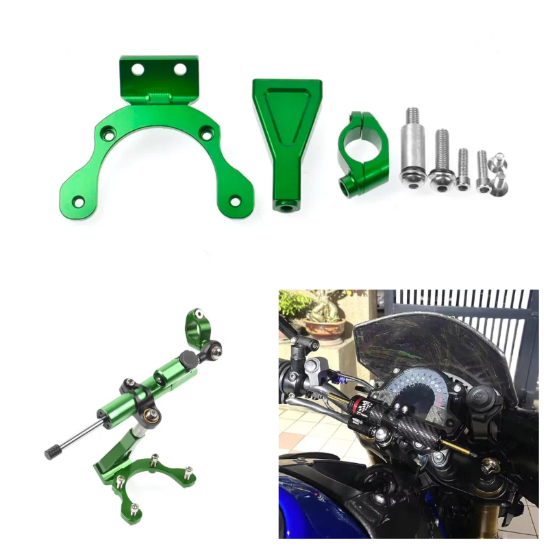 Steering Damper Stabilizer Kit Cnc - ตัวกันสั่นพวงมาลัยคาร์บอนไฟเบอร์สำหรับมอเตอร์ไซค์ Kawasaki Z900 ชุดติดตั้งพร้อมขายึด ปี 2017